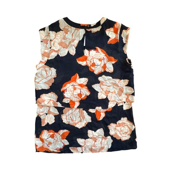 CAbi Style 5030 Womens Floral Blossom Tiered Blouse Top Small Blue Short Sleeve - Picture 4 of 5